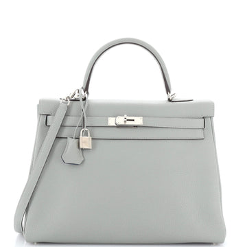 Hermes Kelly Handbag Verso Togo with Palladium Hardware 35