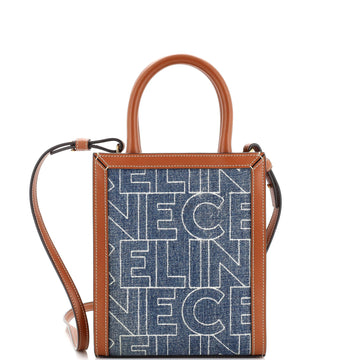 Celine Vertical Cabas Tote Printed Denim with Leather Mini