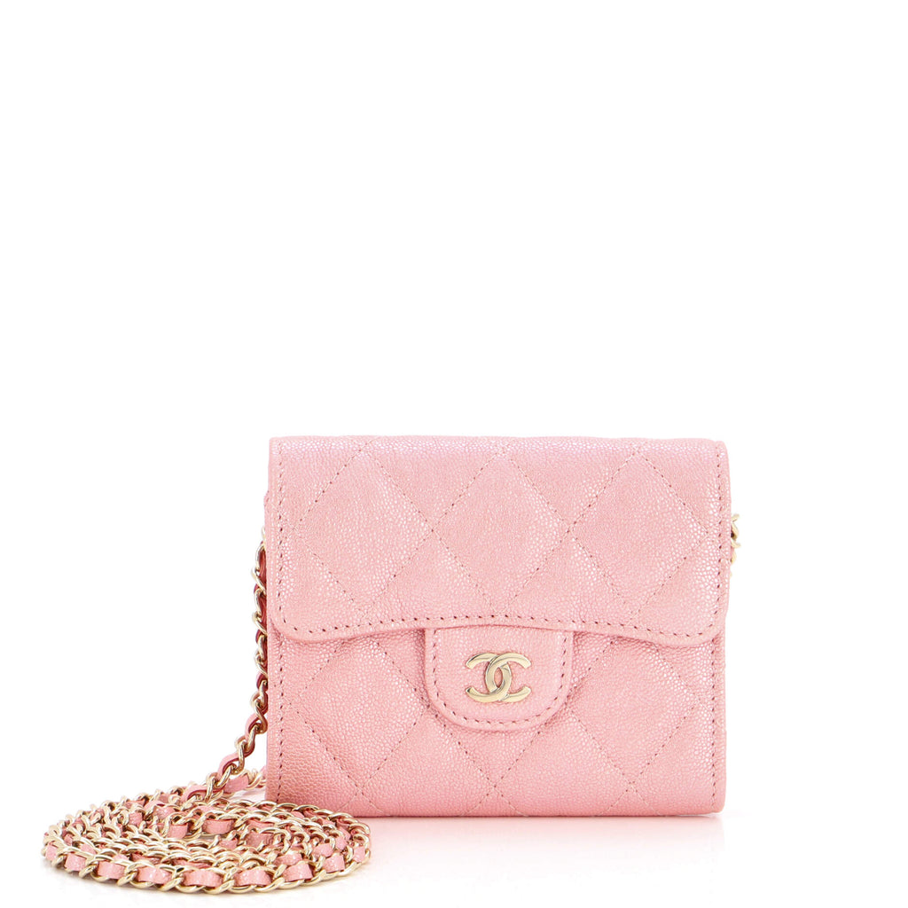 Chanel Classic Wallet on Chain 19S Iridescent Quilted Pink Caviar