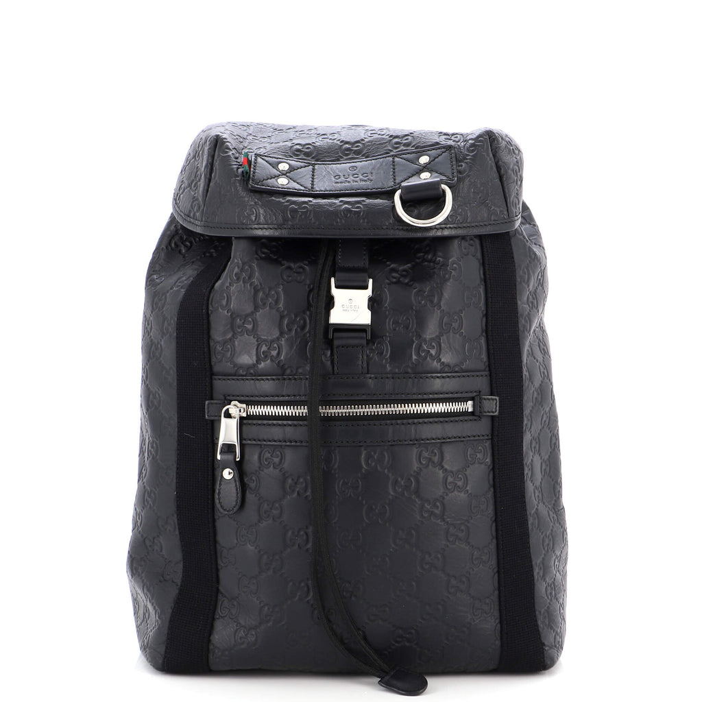 Gucci Rubberized Leather Backpack Gucci Buckle Flap Backpack