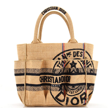 Christian Dior Catherine Tote Embroidered Jute Canvas Small