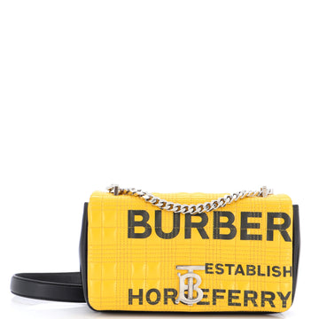Burberry Lola Shoulder Bag Quilted Printed Coated Canvas Small