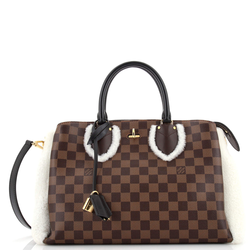 Louis Vuitton Normandy Handbag Damier with Shearling Brown 21329677