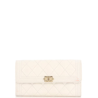 Chanel Boy Flap Wallet Quilted Caviar Long