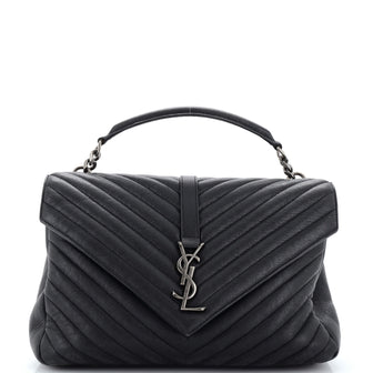 Saint Laurent Classic Monogram College Bag Matelasse Chevron Leather Large