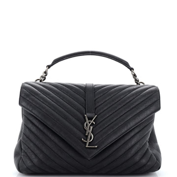 Saint Laurent Classic Monogram College Bag Matelasse Chevron Leather Large
