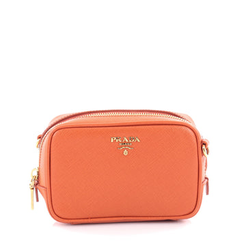 Prada Zip Crossbody Bag Saffiano Leather Mini Orange 2133001