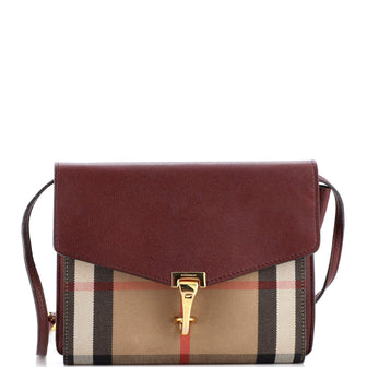 Burberry Macken Crossbody Bag Leather and House Check Canvas Small