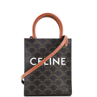 Celine Vertical Cabas Tote Triomphe Coated Canvas Mini