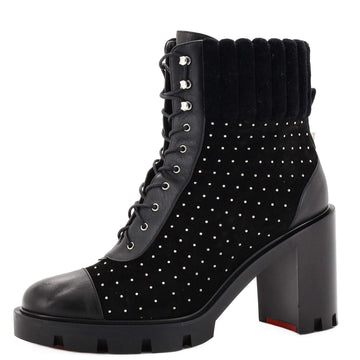 Christian Louboutin Women's Dakita Lug Ankle Boots Studded Suede 70