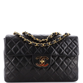 Chanel Vintage Classic Single Flap Bag Quilted Lambskin Maxi