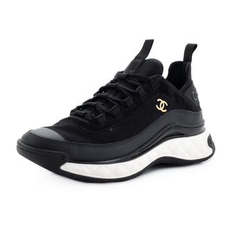 Chanel Women's CC Cap Toe Logo Sneakers Suede and Mixed Fibers
