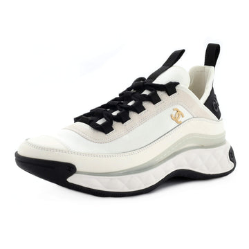 Chanel Women's CC Cap Toe Logo Sneakers Suede and Mixed Fibers