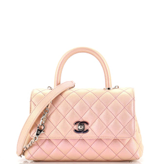 Chanel Coco Top Handle Bag Quilted Iridescent Caviar with Gradient Hardware Mini