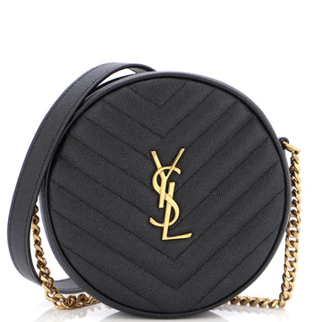 Saint Laurent Vinyle Round Camera Bag Matelasse Chevron Leather
