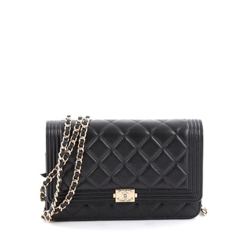 Chanel Boy Wallet on Chain Quilted Lambskin Black