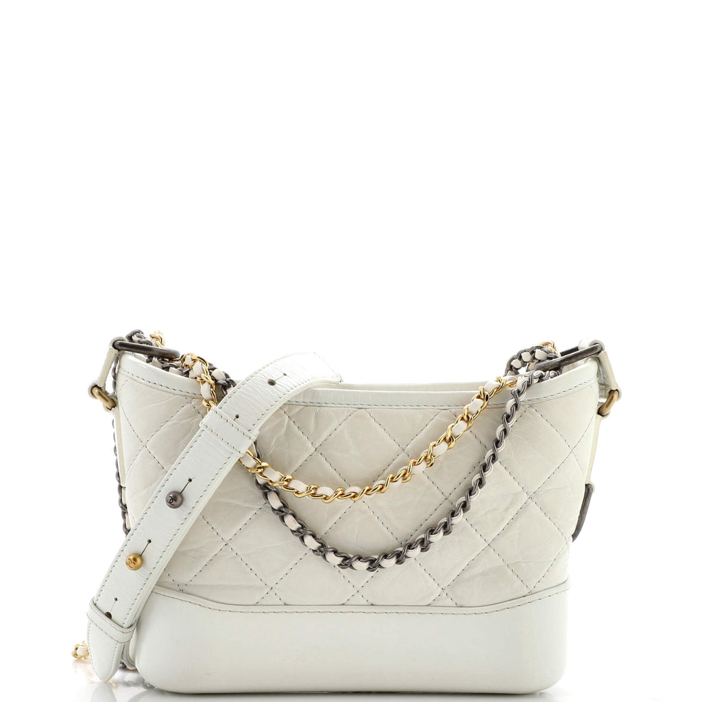 Chanel Gabrielle Hobo Quilted Aged Calfskin Small White 2134313