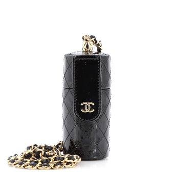 Chanel CC Squared Lipstick Case on Chain Stitched Patent with Metal