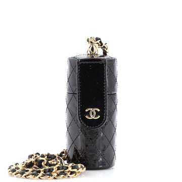 Chanel CC Squared Lipstick Case on Chain Stitched Patent with Metal