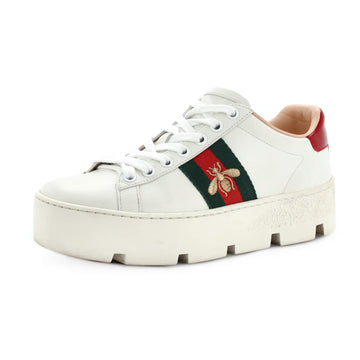 Gucci Women's Ace Web Platform Sneakers Leather