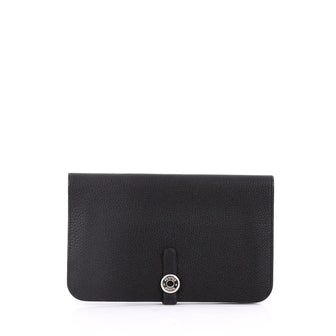 Hermes Dogon Combined Wallet Leather Black 2134701