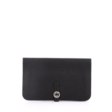 Hermes Dogon Combined Wallet Leather Black 2134701