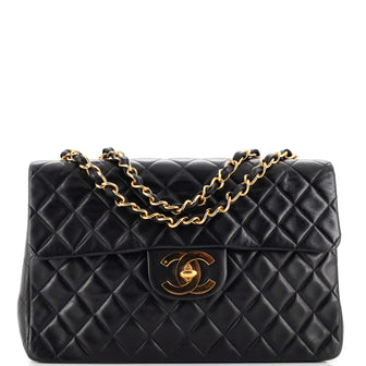 Chanel Vintage Classic Single Flap Bag Quilted Lambskin Maxi Black 21348318