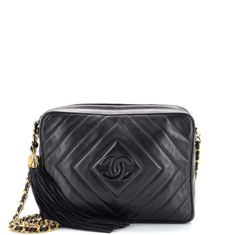 Chanel Vintage Diamond CC Camera Bag Quilted Leather Medium