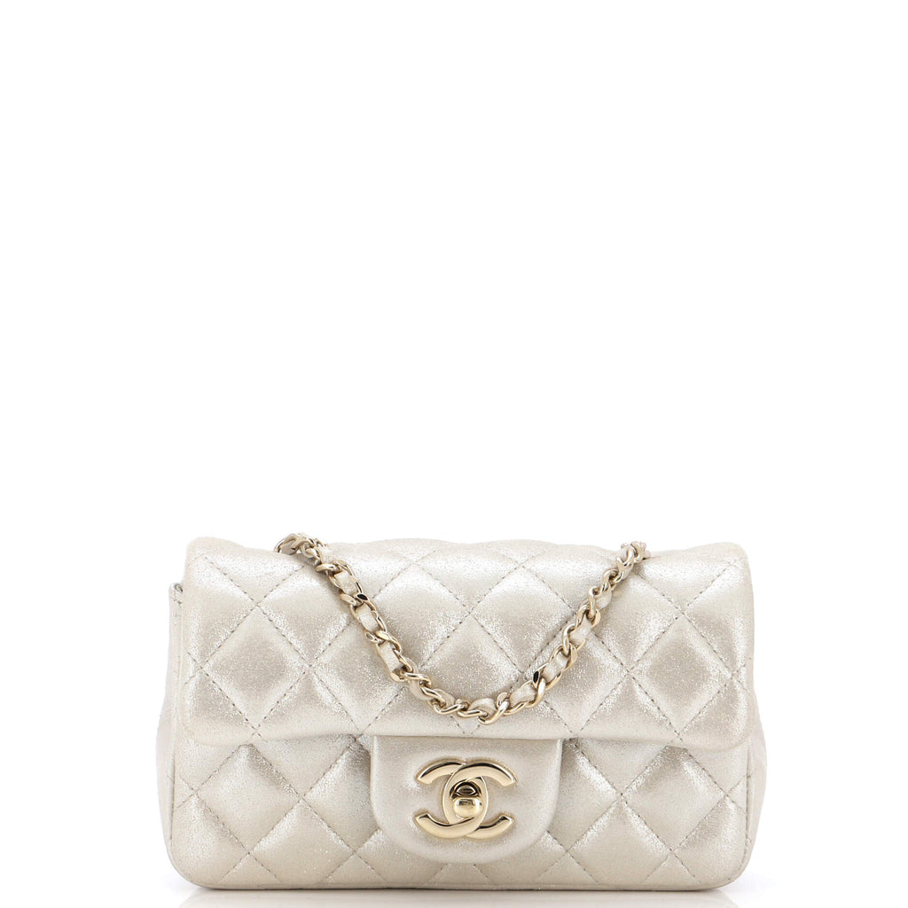 Chanel Vintage Classic Single Flap Bag Quilted Iridescent Calfskin Extra  Mini Neutral 21348330