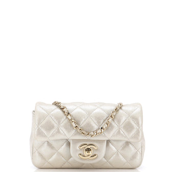 Chanel Vintage Classic Single Flap Bag Quilted Iridescent Calfskin Extra Mini