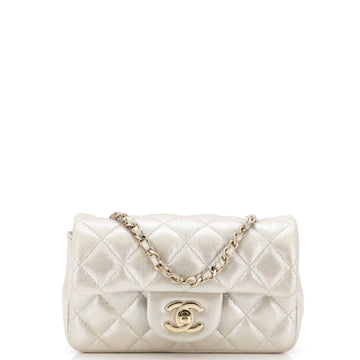 Chanel Vintage Classic Single Flap Bag Quilted Iridescent Calfskin Extra Mini