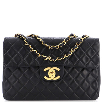 Chanel Vintage Classic Single Flap Bag Quilted Lambskin Maxi