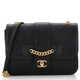 Chanel Front Chain Flap Bag Quilted Sheepskin Medium