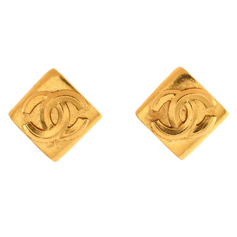 Chanel Vintage CC Square Clip-On Earrings Metal
