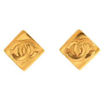 Chanel Vintage CC Square Clip-On Earrings Metal