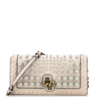 Bottega Veneta City Knot Chain Clutch Studded Leather with Intrecciato Detail