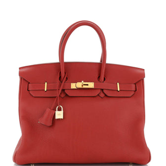 Hermes Birkin Handbag Red Togo with Gold Hardware 35