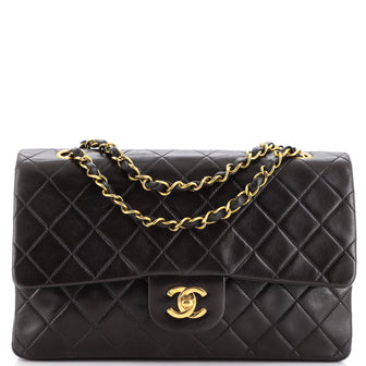 Chanel Vintage Classic Double Flap Bag Quilted Lambskin Medium