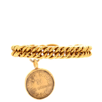 Chanel Vintage Medallion Charm Chain Bracelet Metal