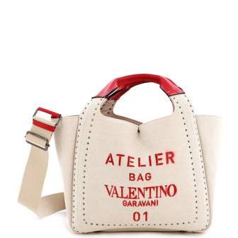 Valentino Garavani Atelier 01 Tote Studded Canvas Medium
