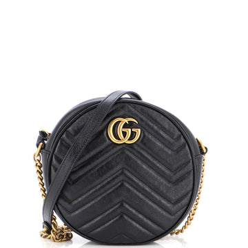 Gucci GG Marmont Round Shoulder Bag Matelasse Leather Mini