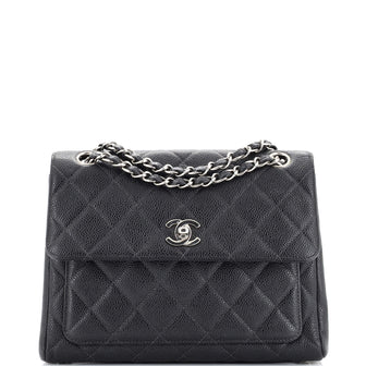 Chanel Vintage Front Pocket Shoulder Bag Quilted Caviar Small
