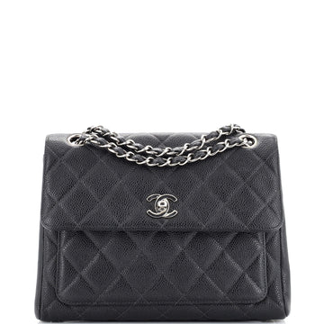 Chanel Vintage Front Pocket Shoulder Bag Quilted Caviar Small