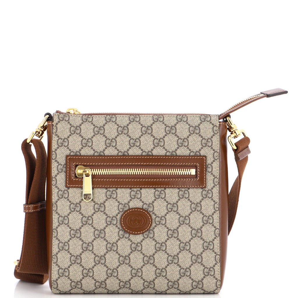 Gucci Interlocking G Patch Sling Bag GG Coated Canvas Small Brown