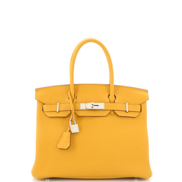 Hermes Birkin Handbag Yellow Togo with Palladium Hardware 30
