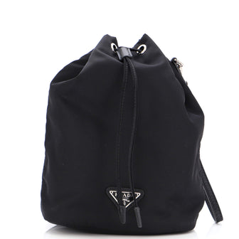 Prada Drawstring Wristlet Bucket Bag Tessuto Small