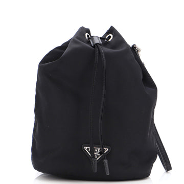 Prada Drawstring Wristlet Bucket Bag Tessuto Small