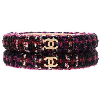 Chanel CC Bangle Bracelet Set Tweed Thin