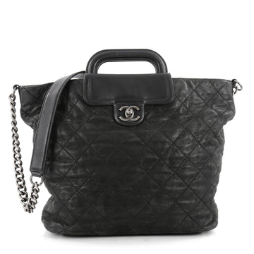 Chanel In The Mix Shopping Tote Quilted Iridescent Calfskin XL Black