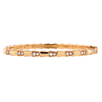 Bvlgari Serpenti Viper Bangle Bracelet 18K Rose Gold with Diamonds